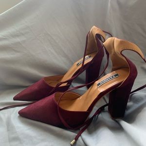 Burgundy block heels